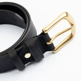 Black Leatherette Belt with Brushed Buckle