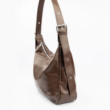 Brown Crescent Bag in Textured Eco-Leather