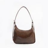 Brown Crescent Bag in Textured Eco-Leather
