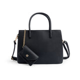 Black Textured Polyurethane Tote Bag