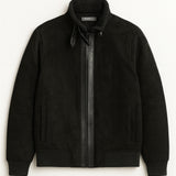 Leather Placket Zipper Suede Jacket