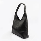Black Sleek Tote in Smooth Faux Leather
