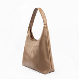 Brown Sleek Tote in Smooth Faux Leather