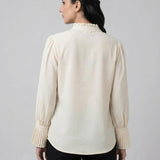 Cotton-Silk Pleated Drape Blouse