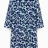 Abstract Printed Band Collar Shirt