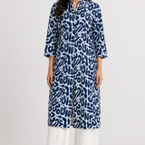 Abstract Printed Band Collar Shirt