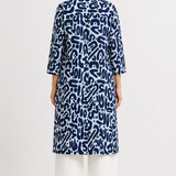 Abstract Printed Band Collar Shirt