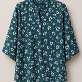 Floral Print Mandarin Collar Viscos Shirt