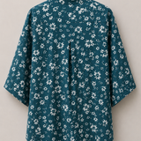 Floral Print Mandarin Collar Viscos Shirt