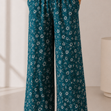 Floral Print Wide Leg Trousers