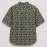 Floral Print Band Collar Cotton Shirt