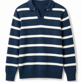 Yarn-dyed Johnny Collar Sweater
