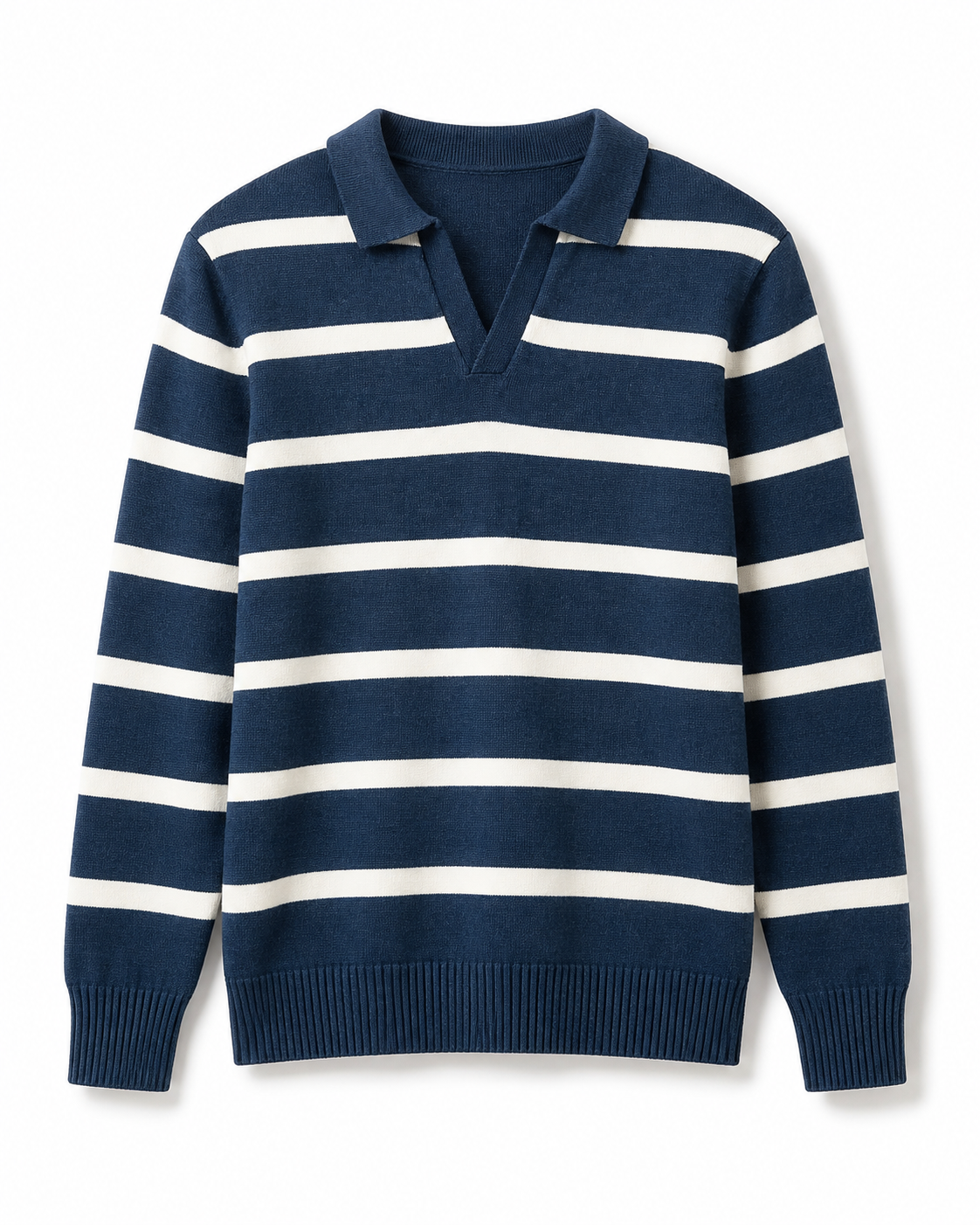 Yarn-dyed Johnny Collar Sweater
