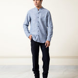 Band Neck Cotton-Linen Shirt