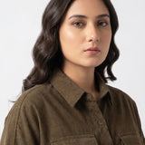 drop-shoulder corduroy shirt