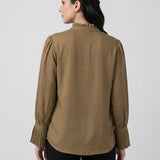 Cotton Silk Pleated Drape Blouse