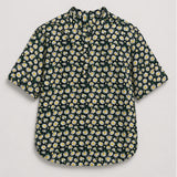 Floral Print Band Collar Cotton Shirt